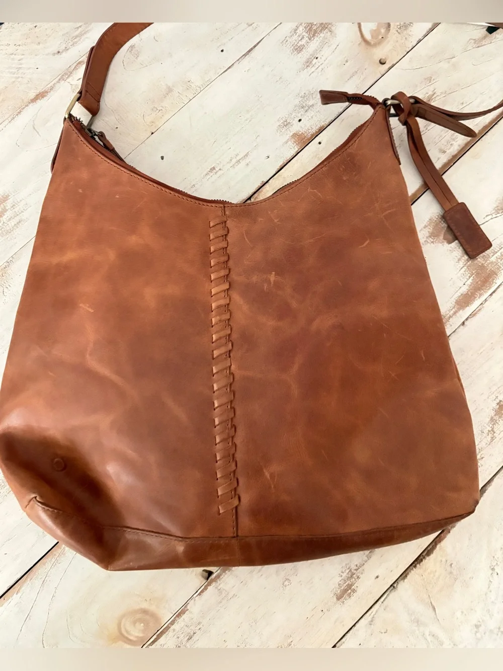 Born whipstitch faux leather hobo bag distressed shoulder purse whipstitch boho